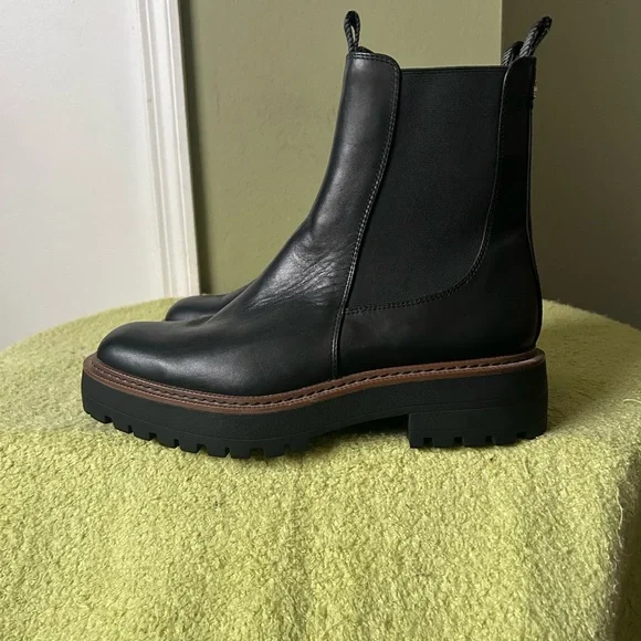 NWOB Sam Edelman Black Leather Ankle Boots Sz 8.5 - Picture 7 of 14